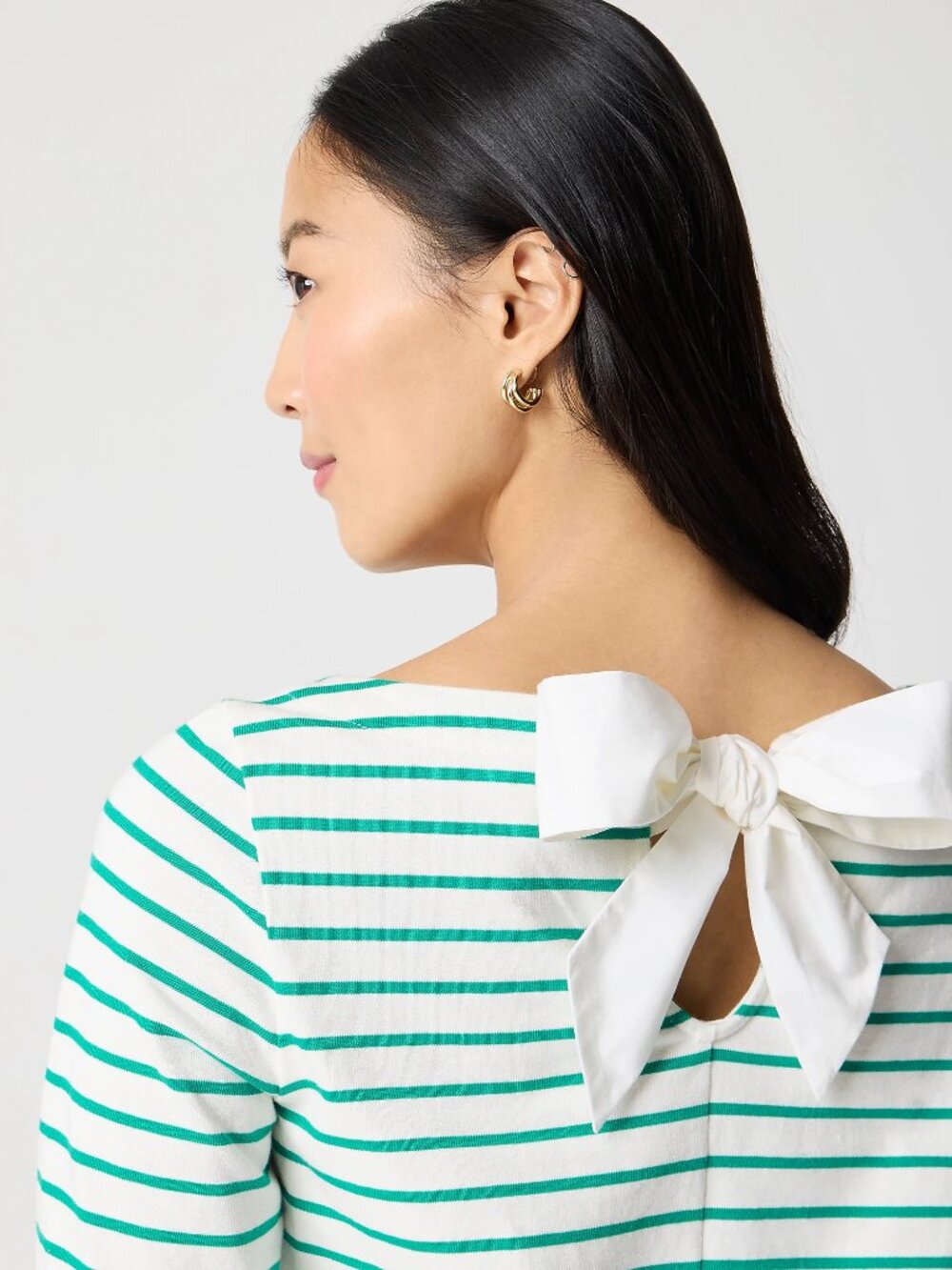 J. Crew Navy Striped Bow-Back Top/NWT/LARGE - Picture 5 of 13
